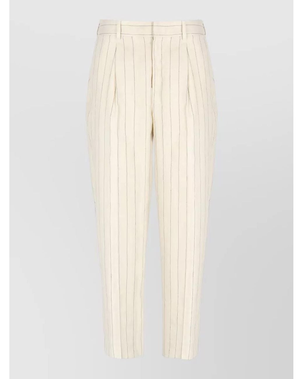 PT Torino Natural Striped Straight-Leg Trousers
