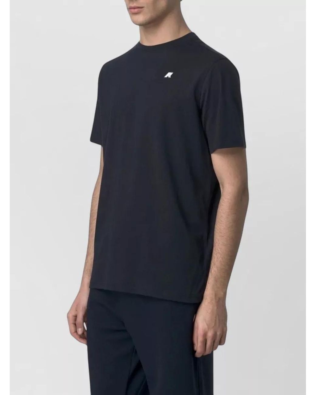 K-Way Blue Cotton Slim-Fit Short-Sleeve T-Shirt for men