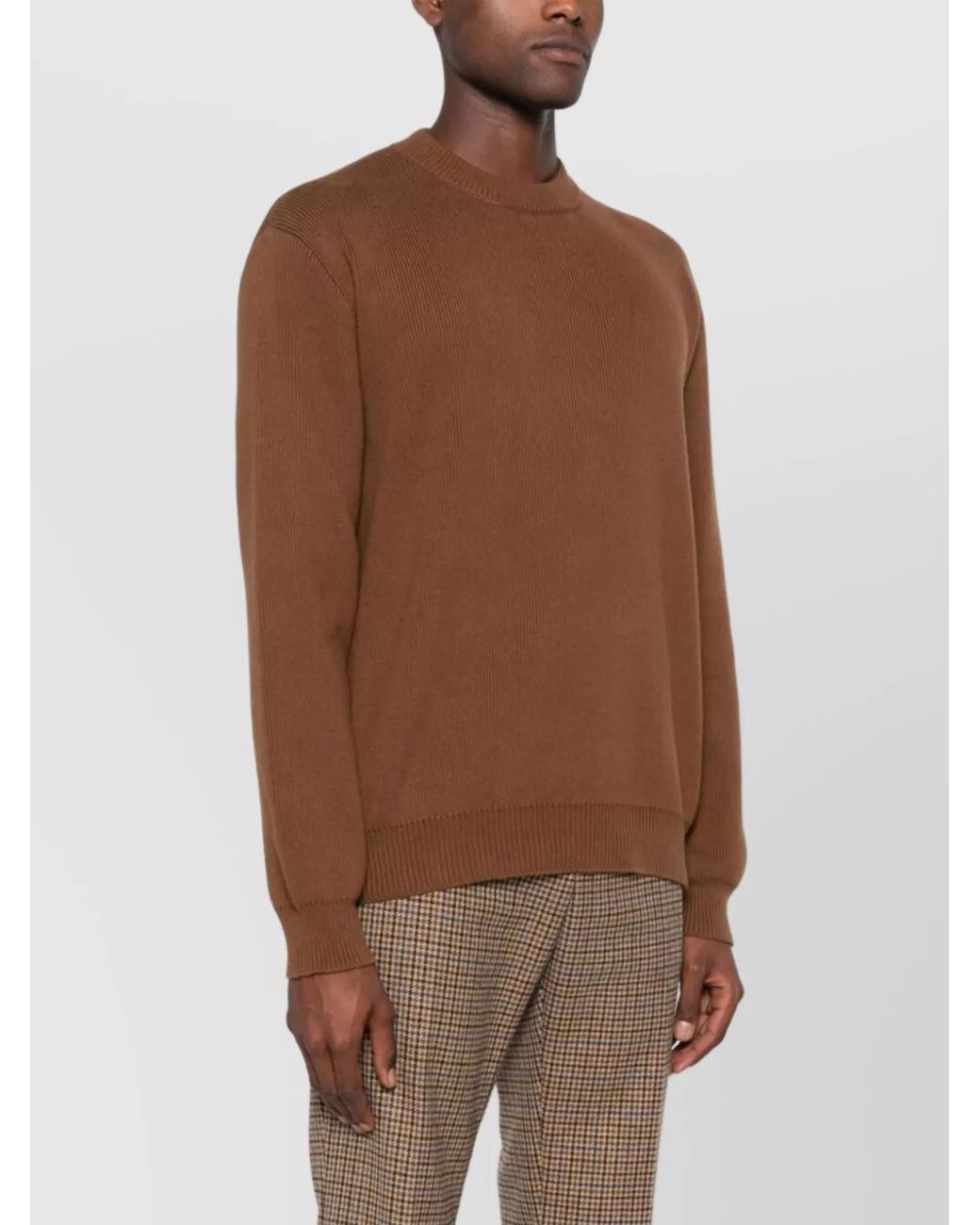 Golden Goose Deluxe Brand Brown Ribbed Knit Crewneck Sweater for men