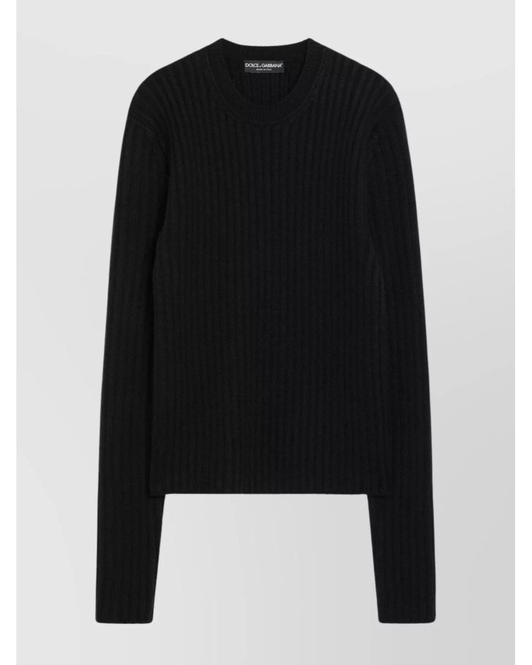 Dolce & Gabbana Black Ribbed Wool Sweater for men