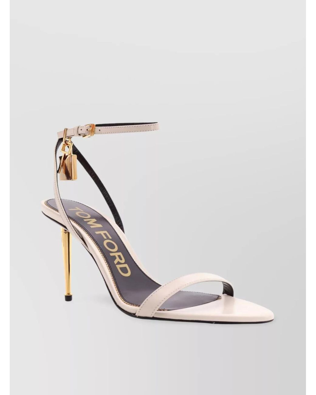 Tom Ford White Leather Padlock Sandals
