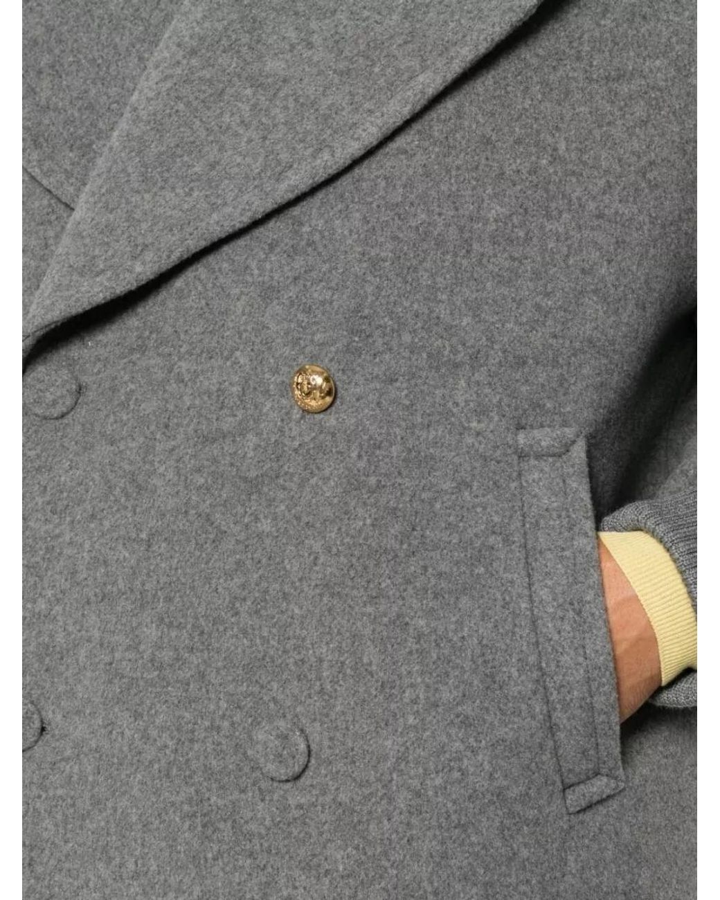 Moschino Gray Double Breasted Coat for men