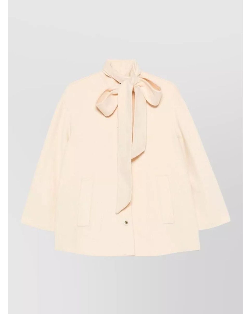Zimmermann Natural Pussy-Bow Wool Blend Fitted Jacket