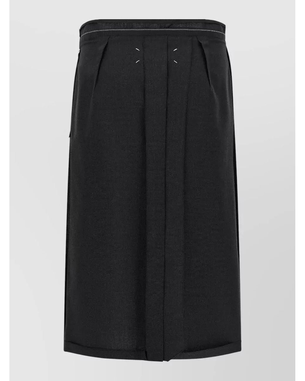 Maison Margiela Black Virgin Wool Pleated Midi Skirt