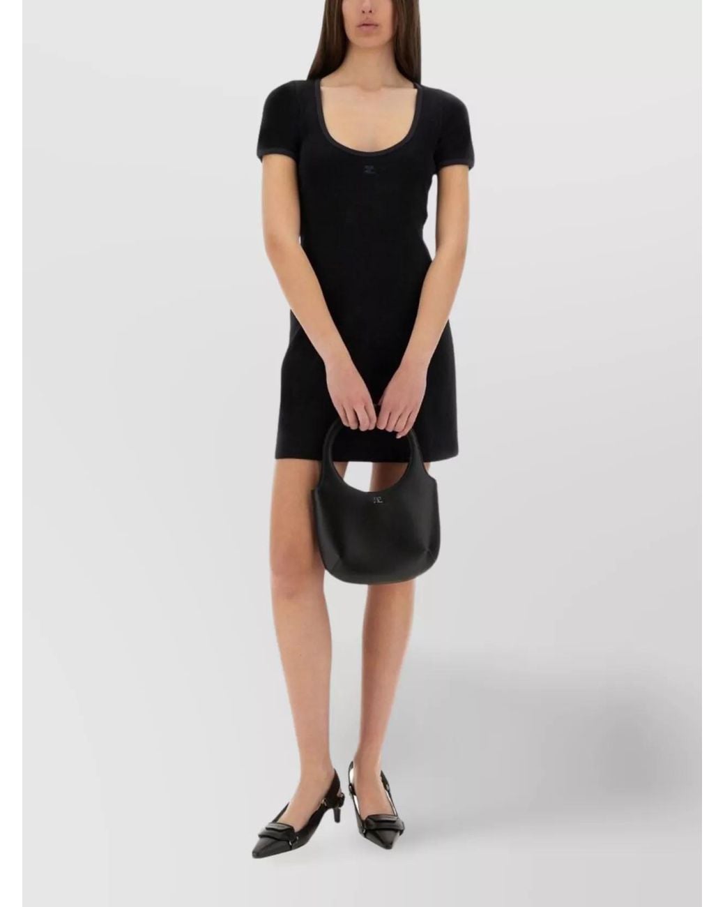Courreges Black Cotton Slim-Fit Mini Dress