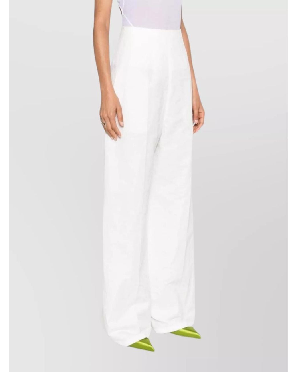 Sportmax White High-Rise Wide-Leg Trousers