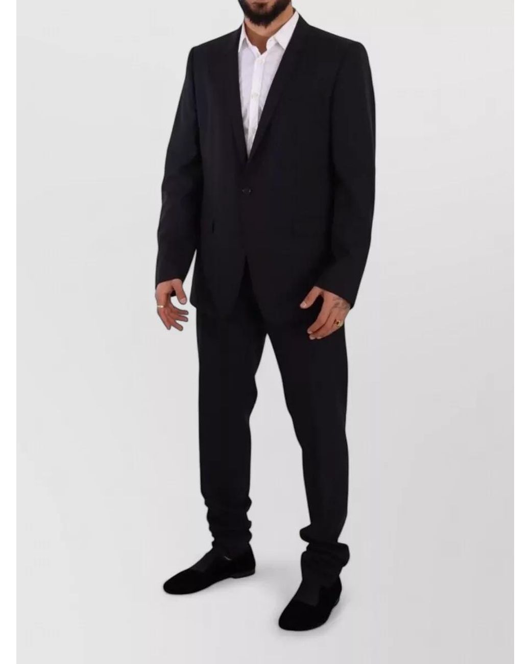 Dolce & Gabbana Black Wool Silk Single Breasted Suit for men