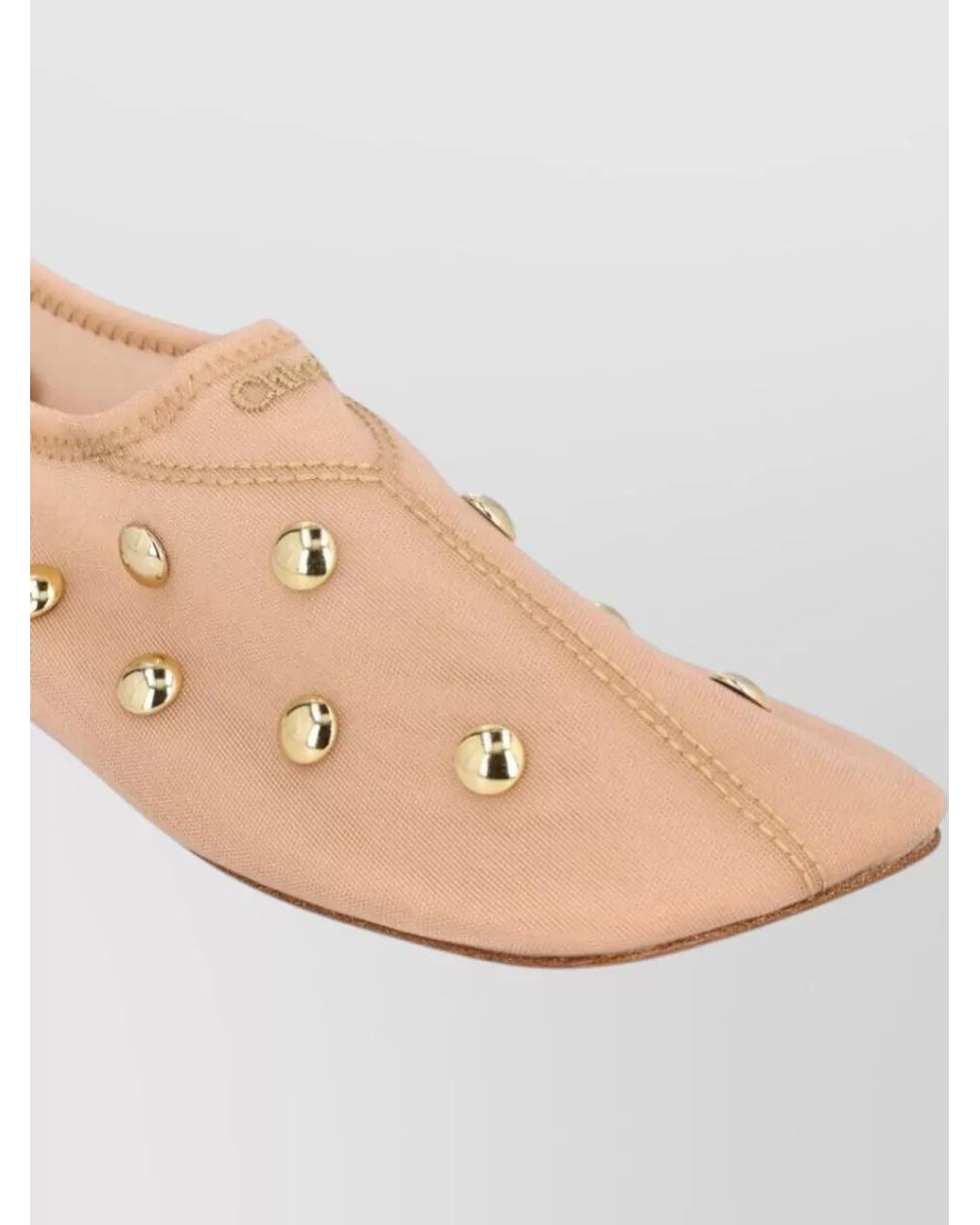 Chloé Pink Mesh Studded Ballerina Shoes