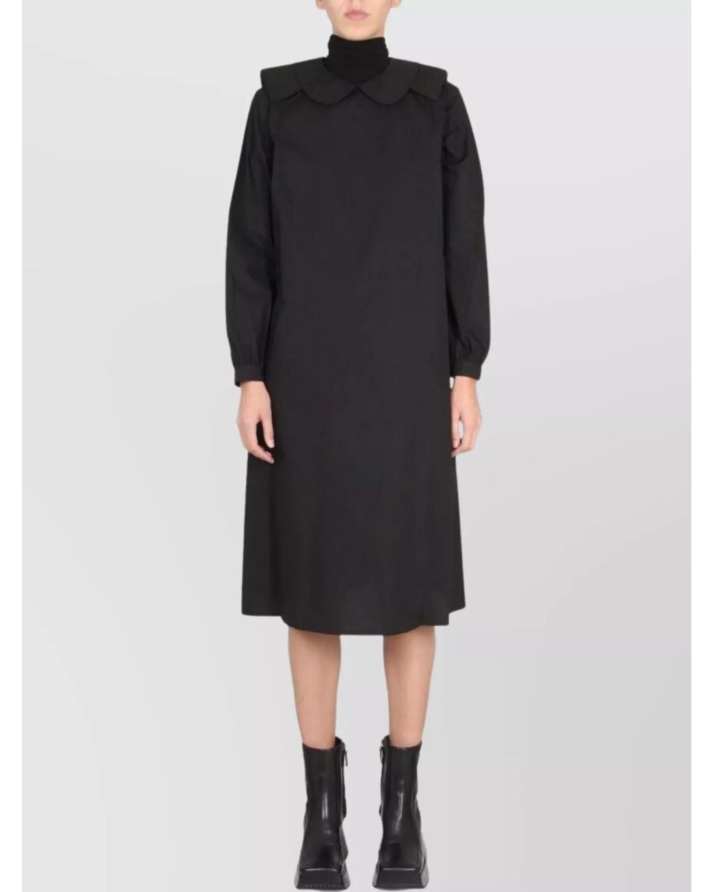 Raf Simons Black Relaxed-Fit Cotton Shirt Midi Dress