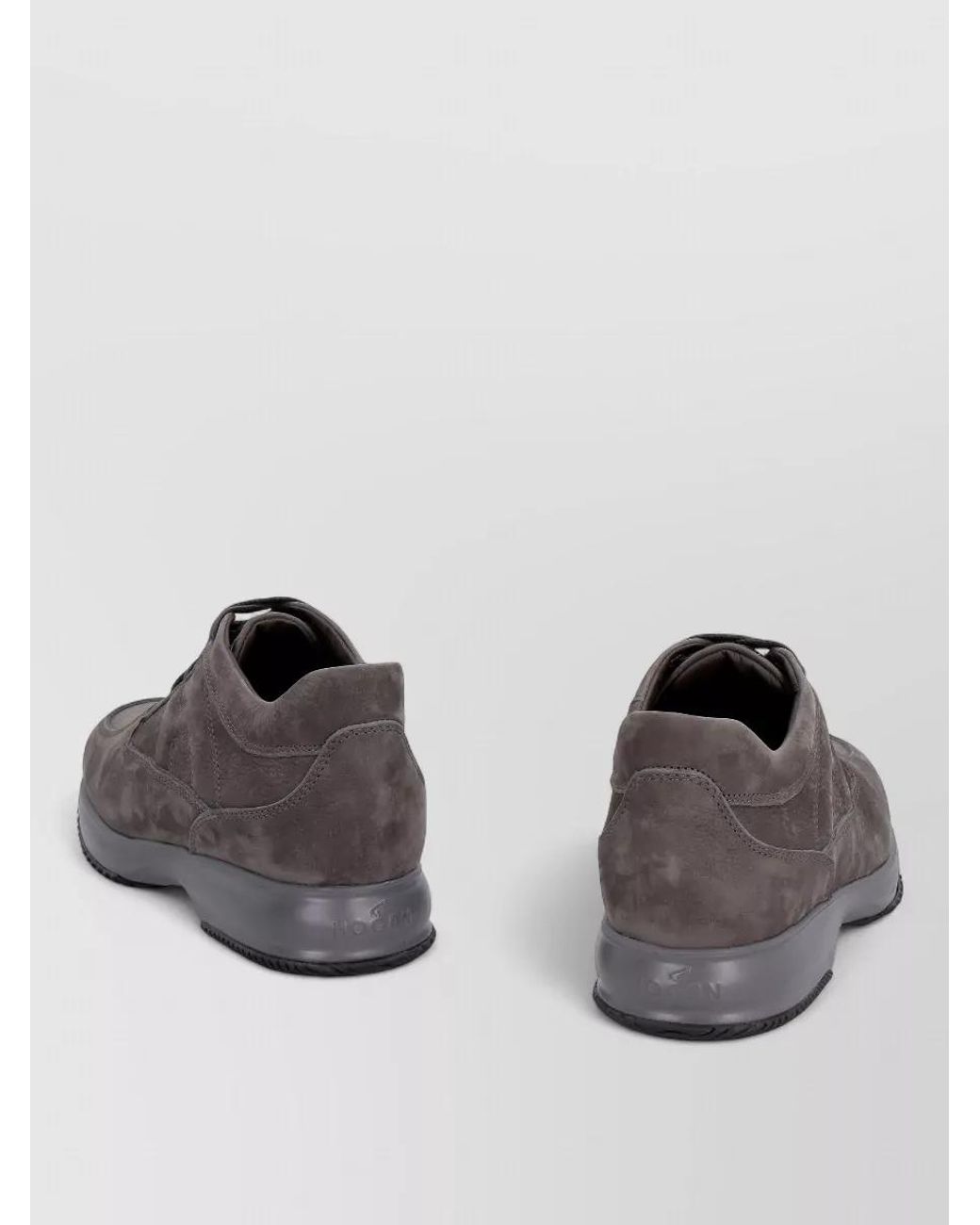 Hogan Gray Leather Lace-Up Sneakers for men