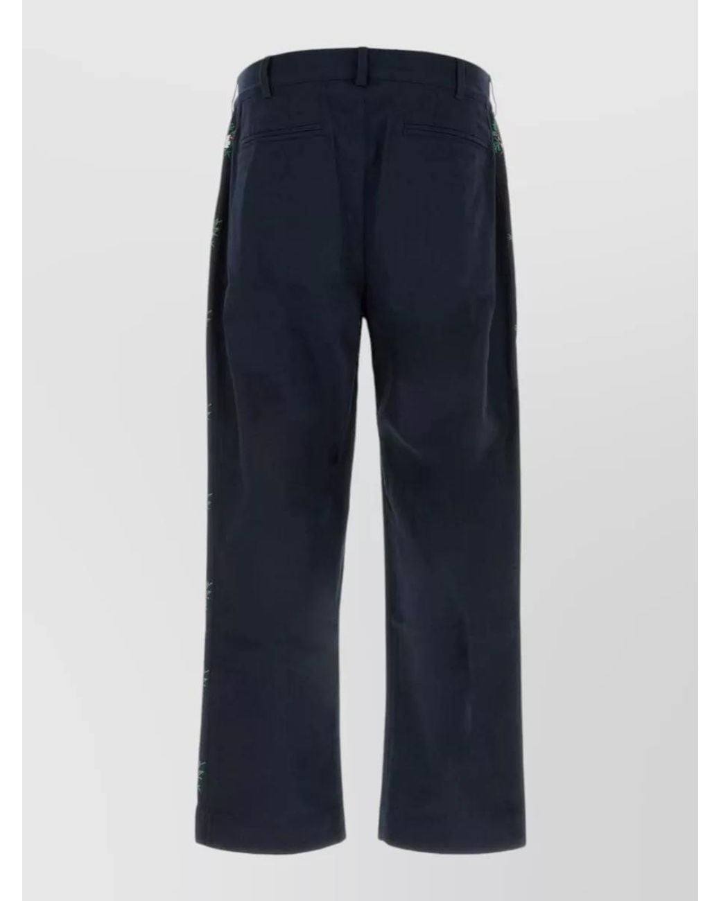 BAZISZT Blue Cotton Straight-Leg Trousers for men