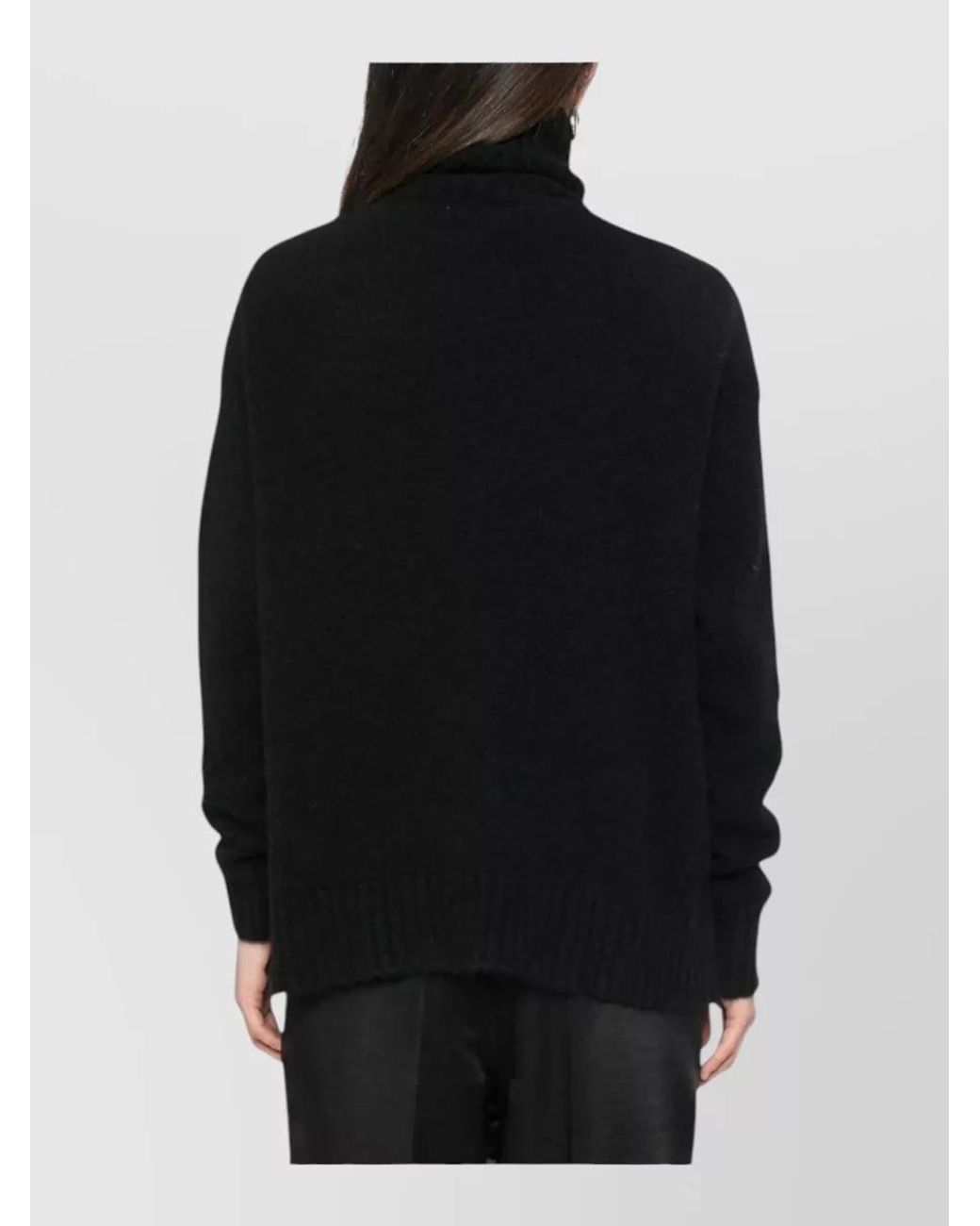 Jucca Black Alpaca Wool Argyle Intarsia Turtleneck Sweater