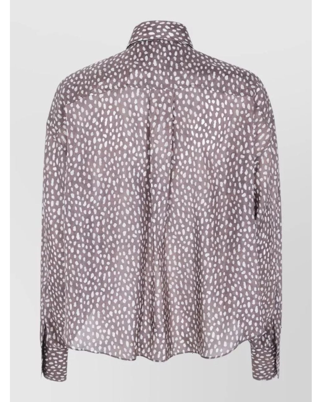 Brunello Cucinelli Purple Silk Floral-Print Shirt