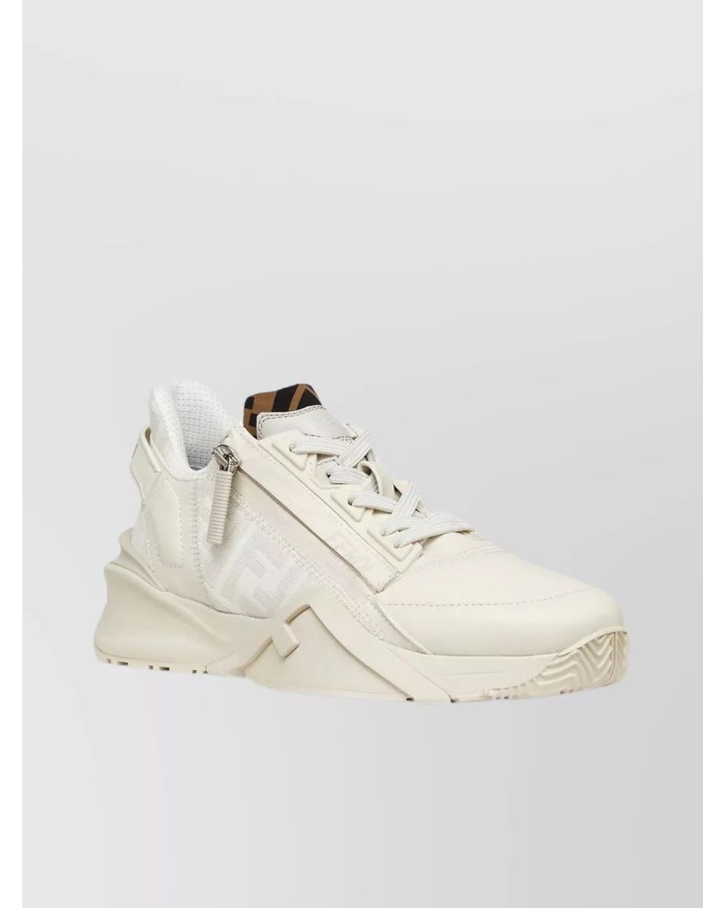 Fendi Natural Leather Logo-Print Low-Top Sneakers