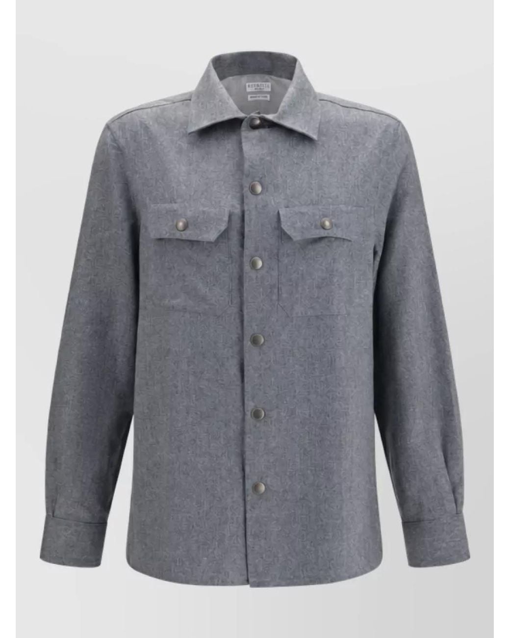 Brunello Cucinelli Gray Wool Shirt Jacket for men