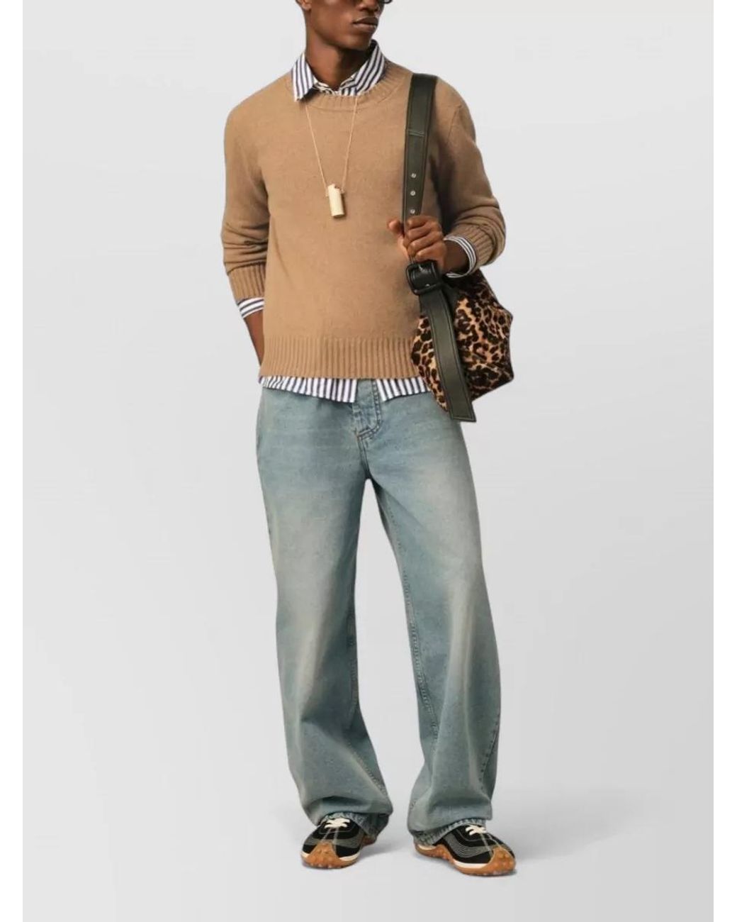 AMI Natural Cashmere Crewneck Sweater for men