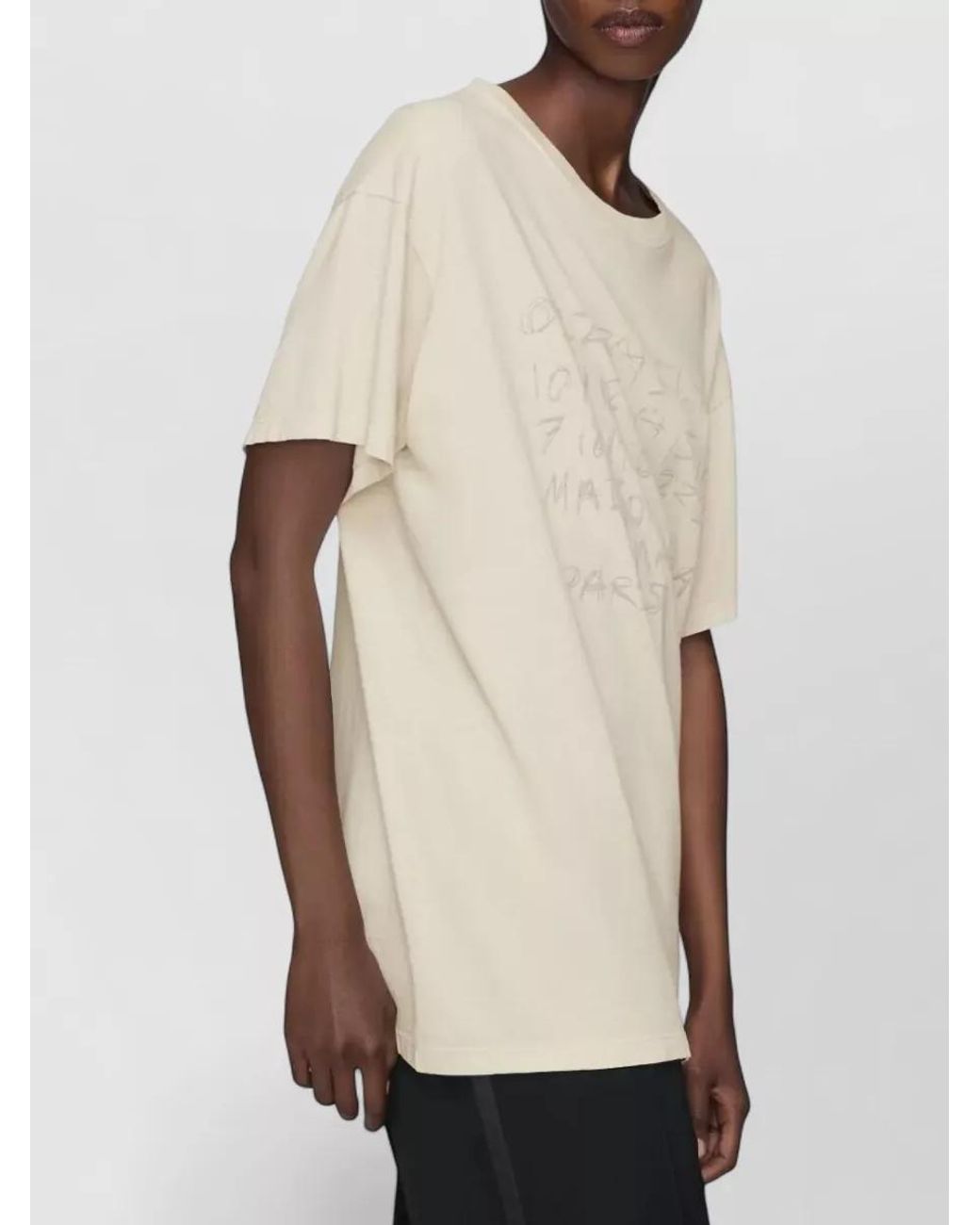 Maison Margiela Natural Printed Cotton Crewneck T-Shirt