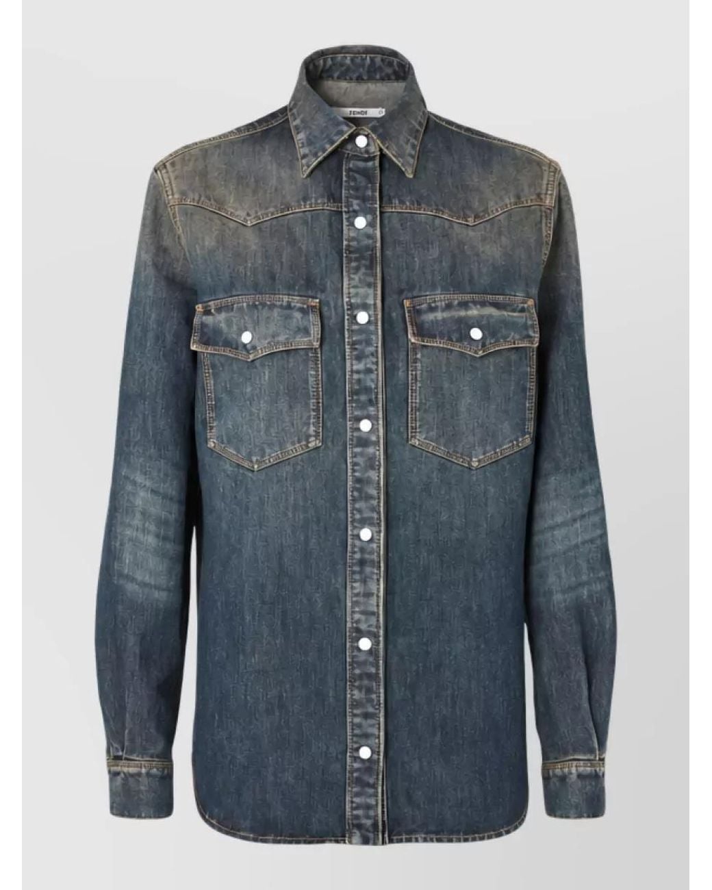 Fendi Blue Denim Western Shirt