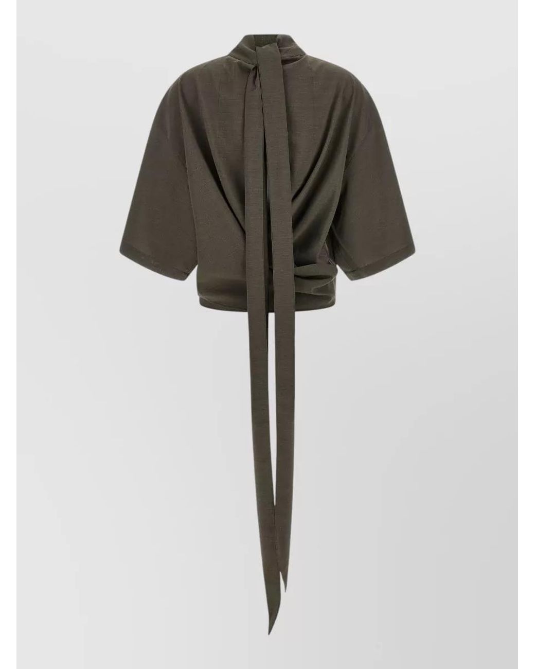 Jacquemus Gray Virgin Wool High Neck Asymmetric Blouse