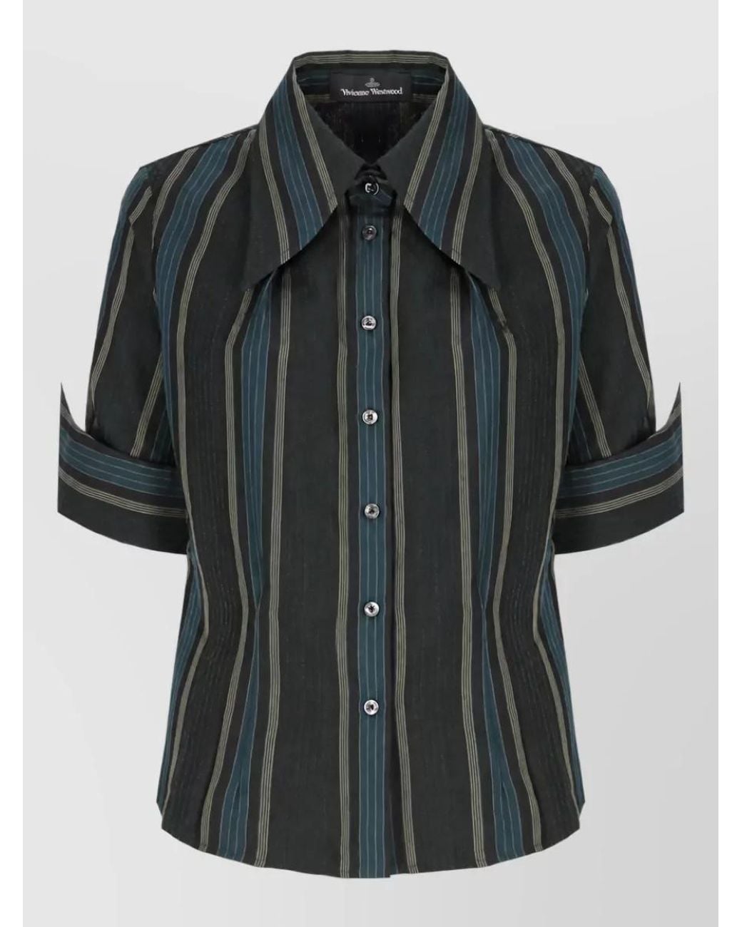Vivienne Westwood Black Striped Embroidered Short-Sleeve Shirt