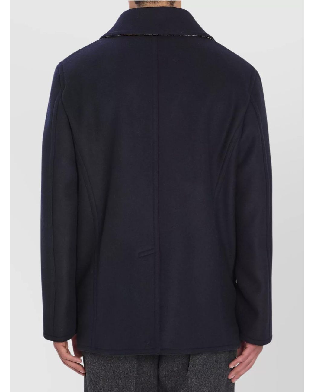 Burberry Blue Wool Double-Breasted Peacoat for men