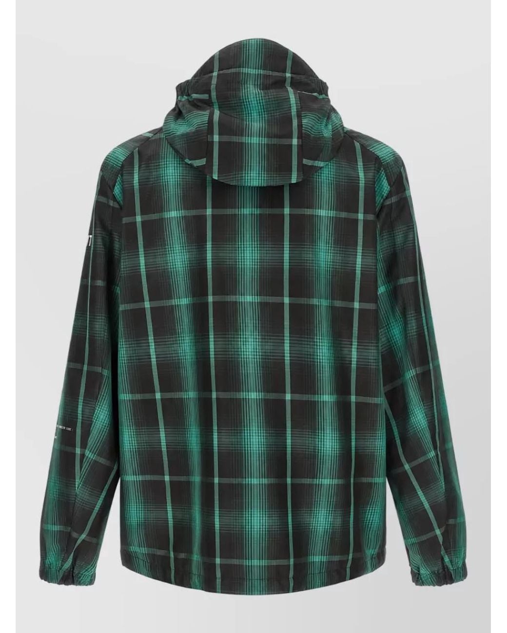Moncler Genius Green Checked Hooded Windbreaker for men