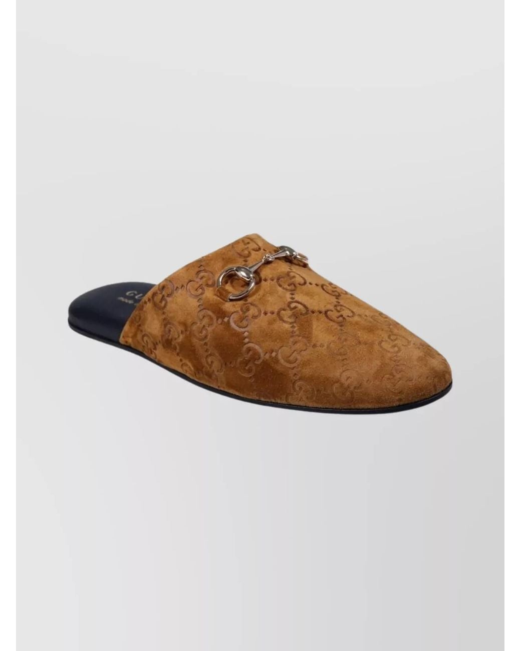 Gucci Brown Suede Gg Horsebit Mules