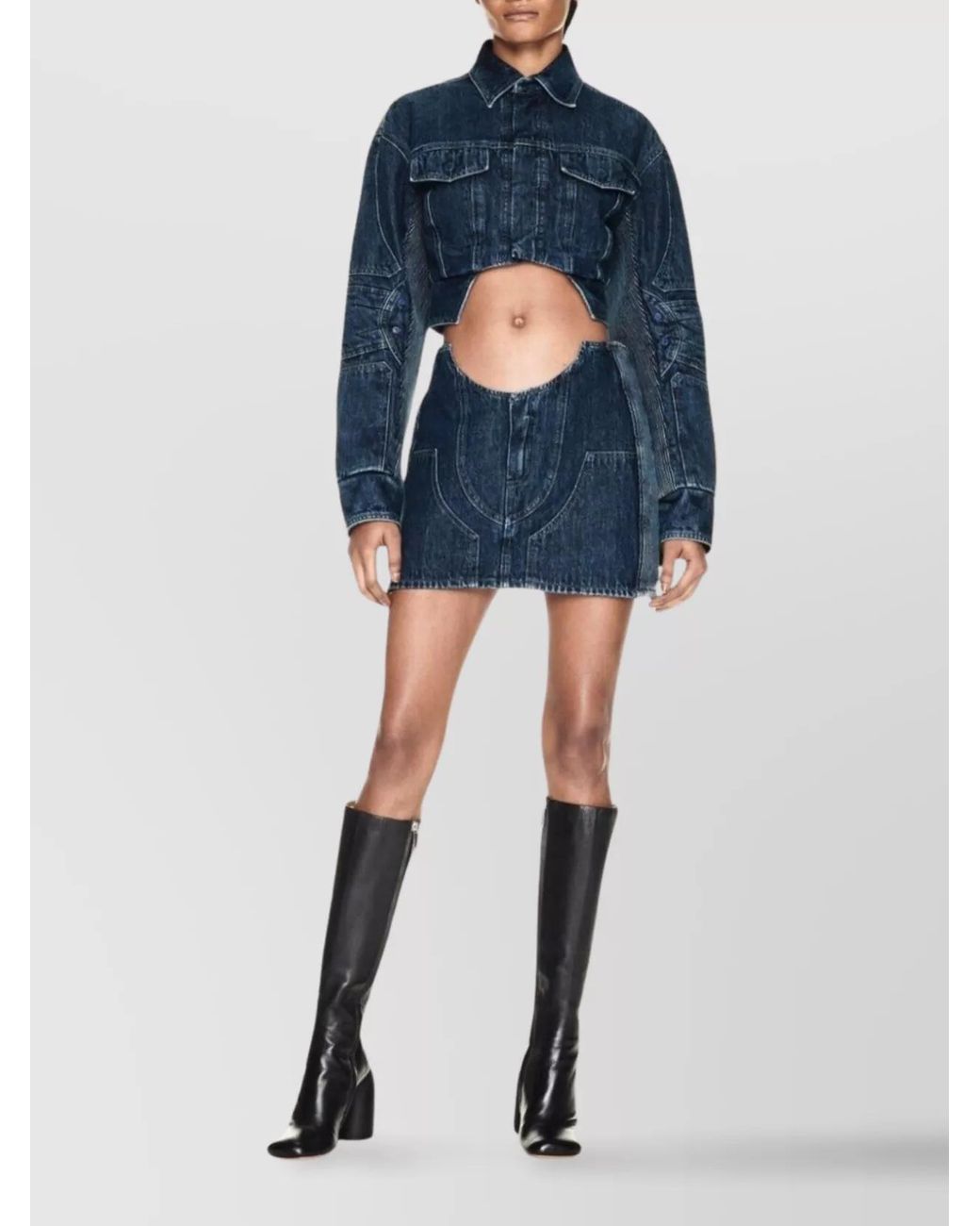 Off-White c/o Virgil Abloh Blue Cutout Cropped Denim Jacket