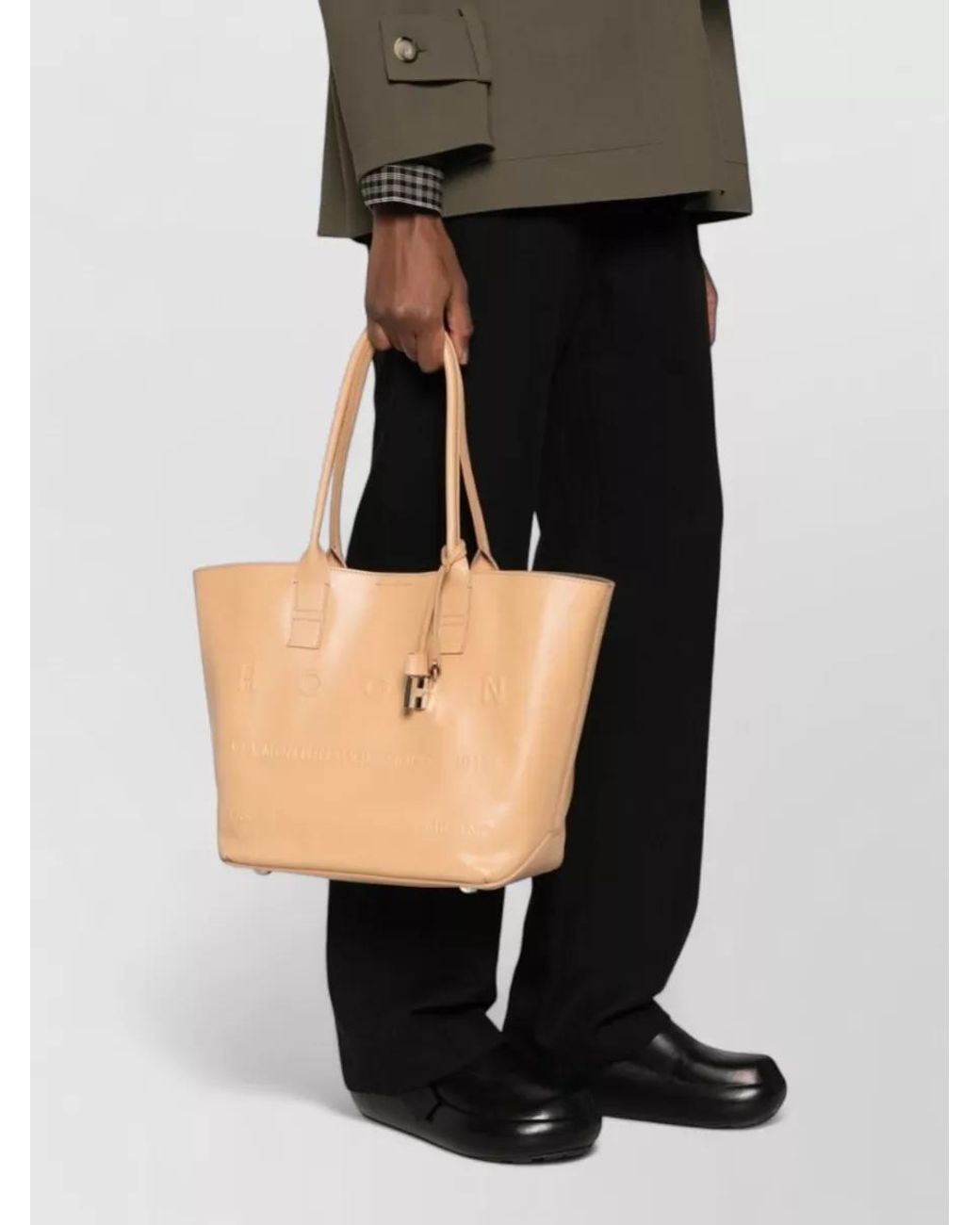 Hogan Natural Small Leather Tote Bag