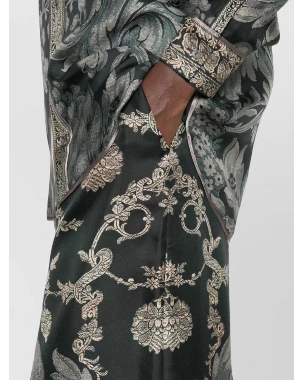 Pierre Louis Mascia Multicolor Silk Printed Wide-Leg Suit Trousers