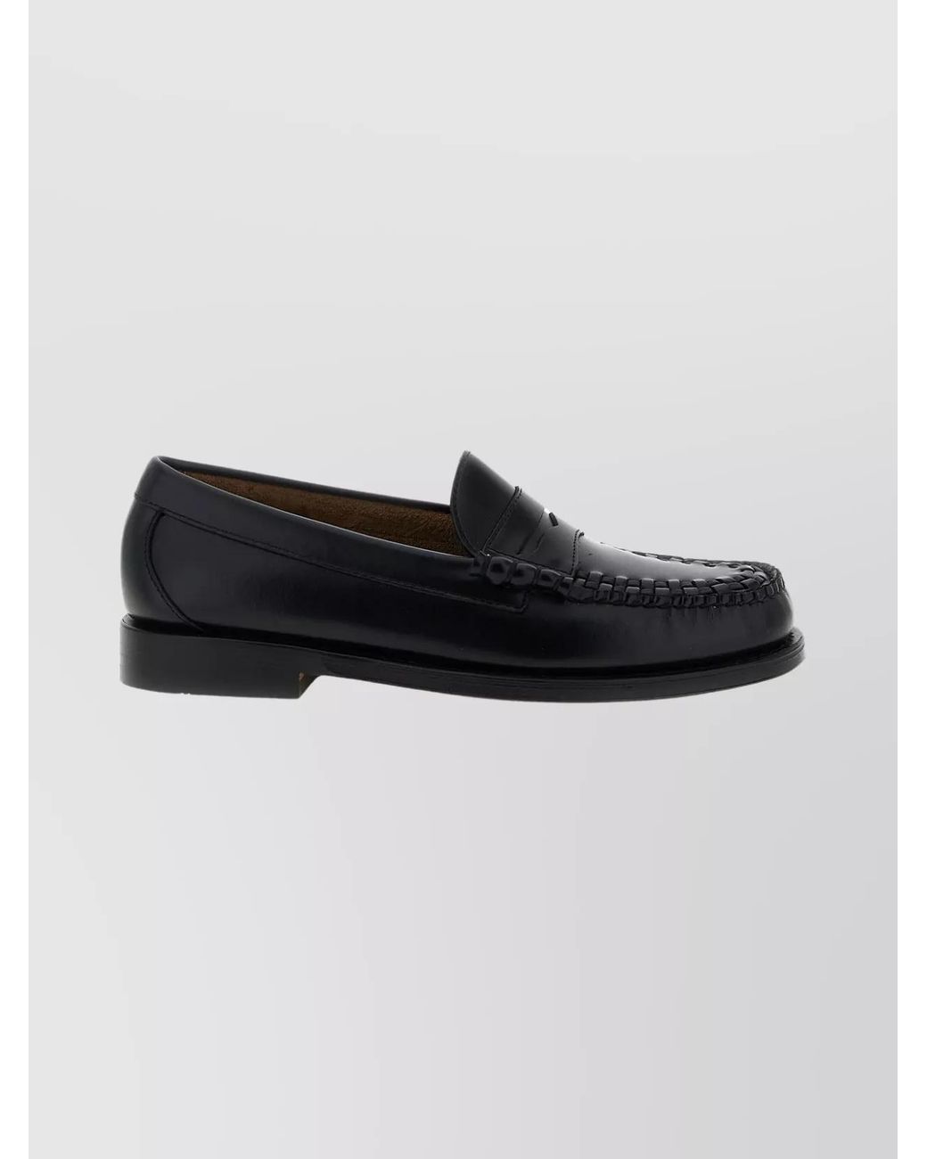 G.H.BASS Black Leather Weejuns Larson Weave Loafers for men