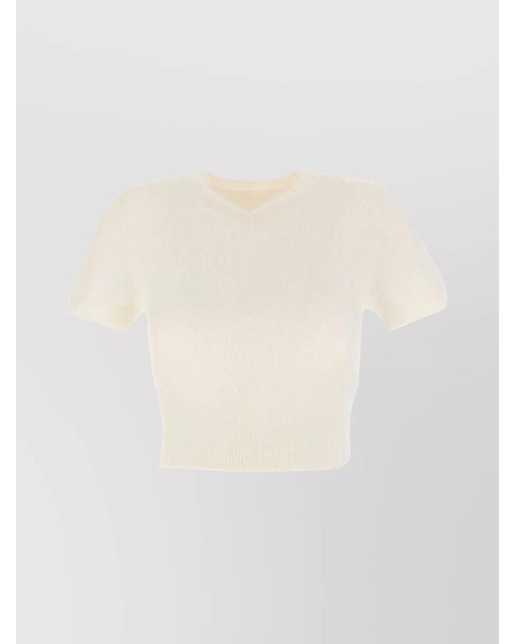 Maison Margiela White Ribbed V-Neck Knitted Top