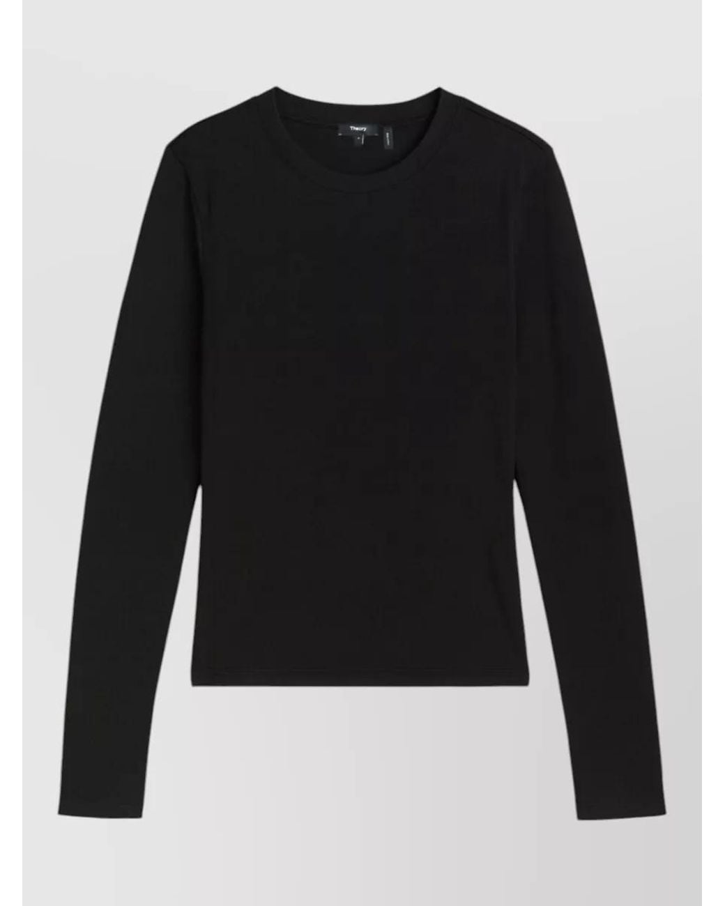 Theory Black Long-Sleeve Cotton Knit Top