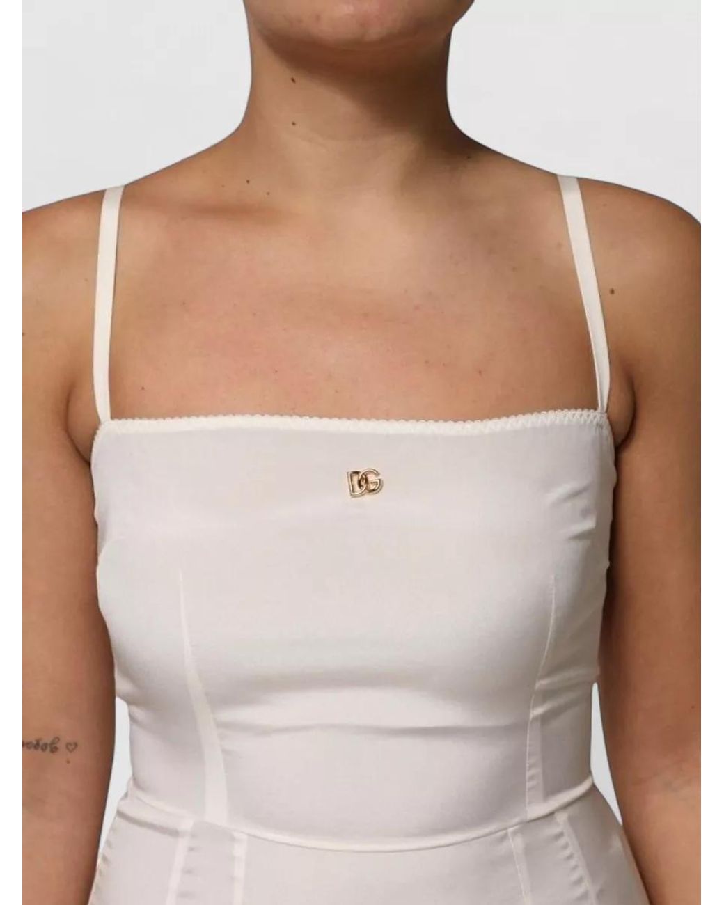 Dolce & Gabbana Natural Silk Lace-Trim Midi Slip Dress