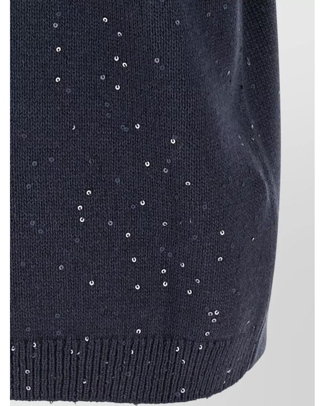 Brunello Cucinelli Blue Cashmere Silk Short-Sleeve Sweater