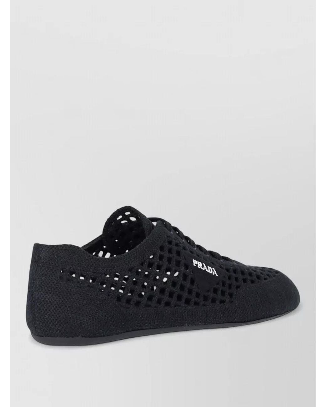 Prada Black Low Top Lace-Up Sneakers