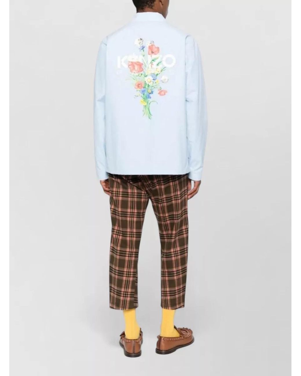 KENZO White Floral Print Single Breasted Coat for men