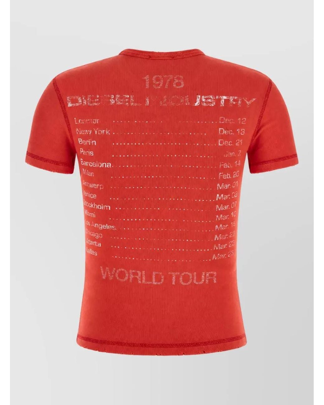 DIESEL Red Ribbed Crystal-Embellished Graphic Cotton T-Shirt