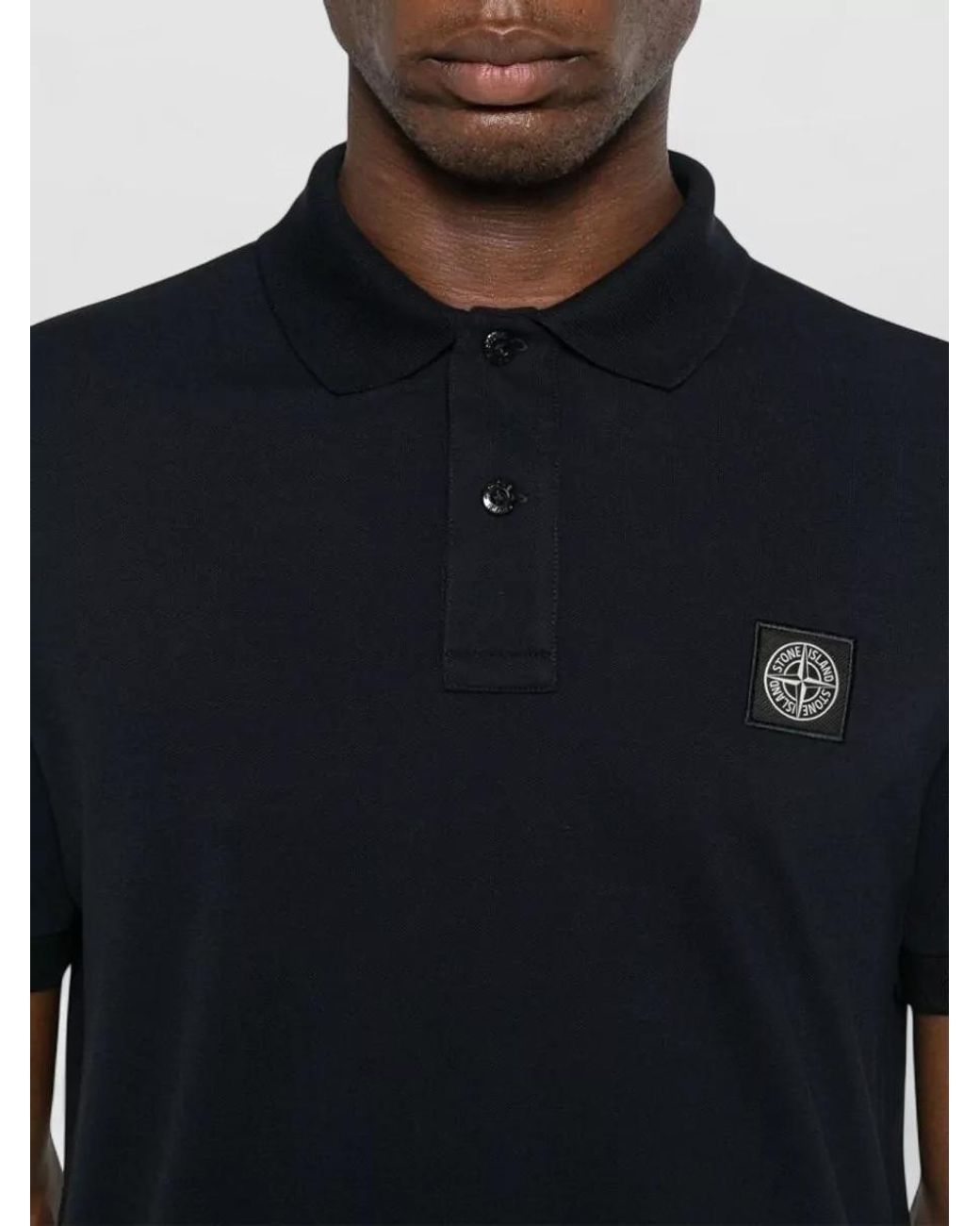Stone Island Black Slim-Fit Cotton Piqué Polo Shirt for men