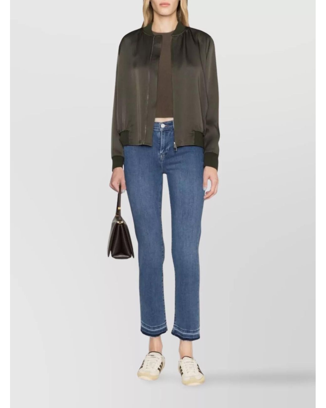 FRAME Blue Cropped Straight-Leg Jeans