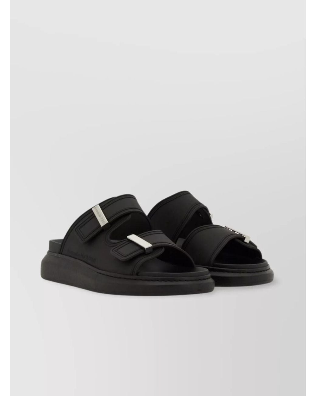 McQueen Black Oversized Rubber Slip-On Sandals