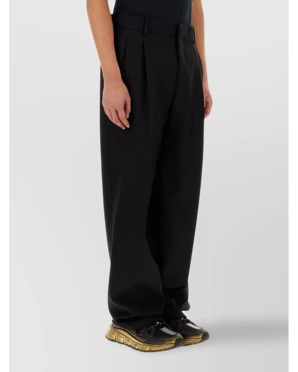 Versace Black Wide-Leg Tailored Trousers for men