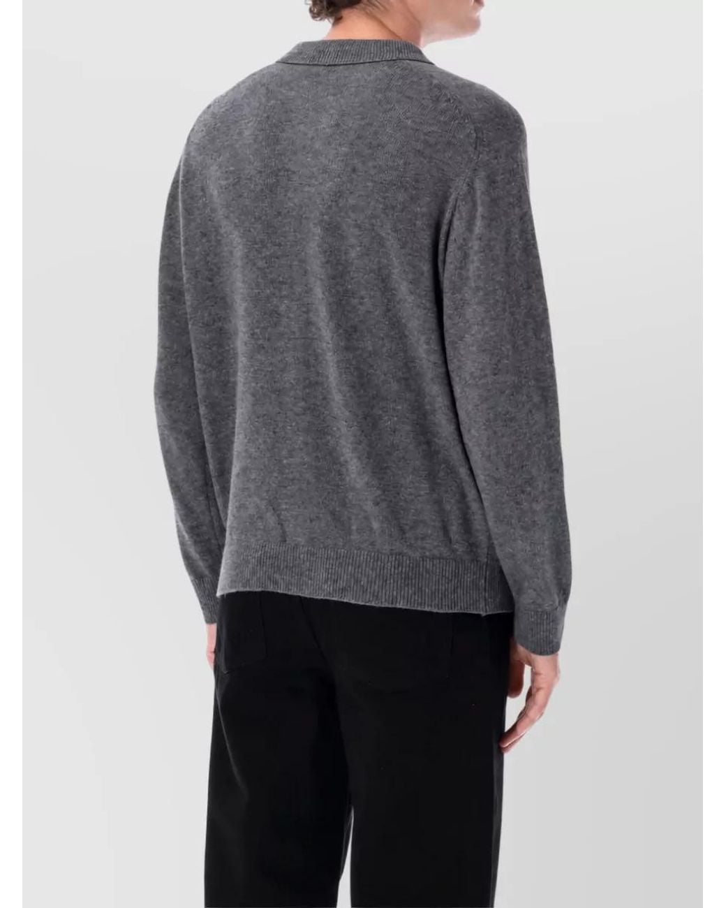 DUNST Gray Cashmere Blend Collared Cardigan for men
