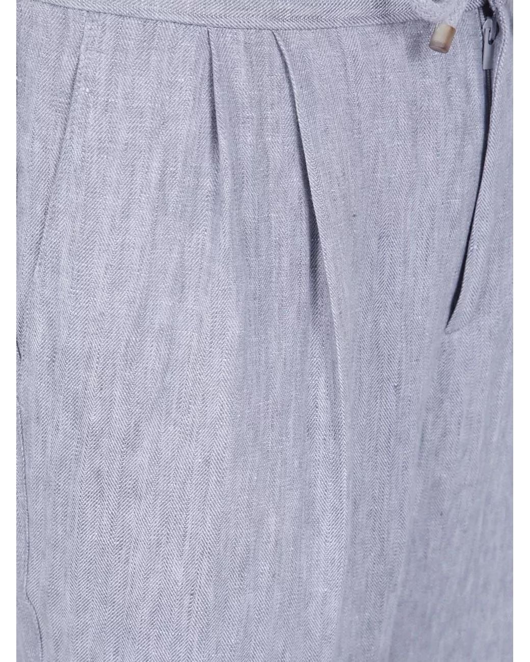 Brunello Cucinelli Blue Linen Chino Shorts for men