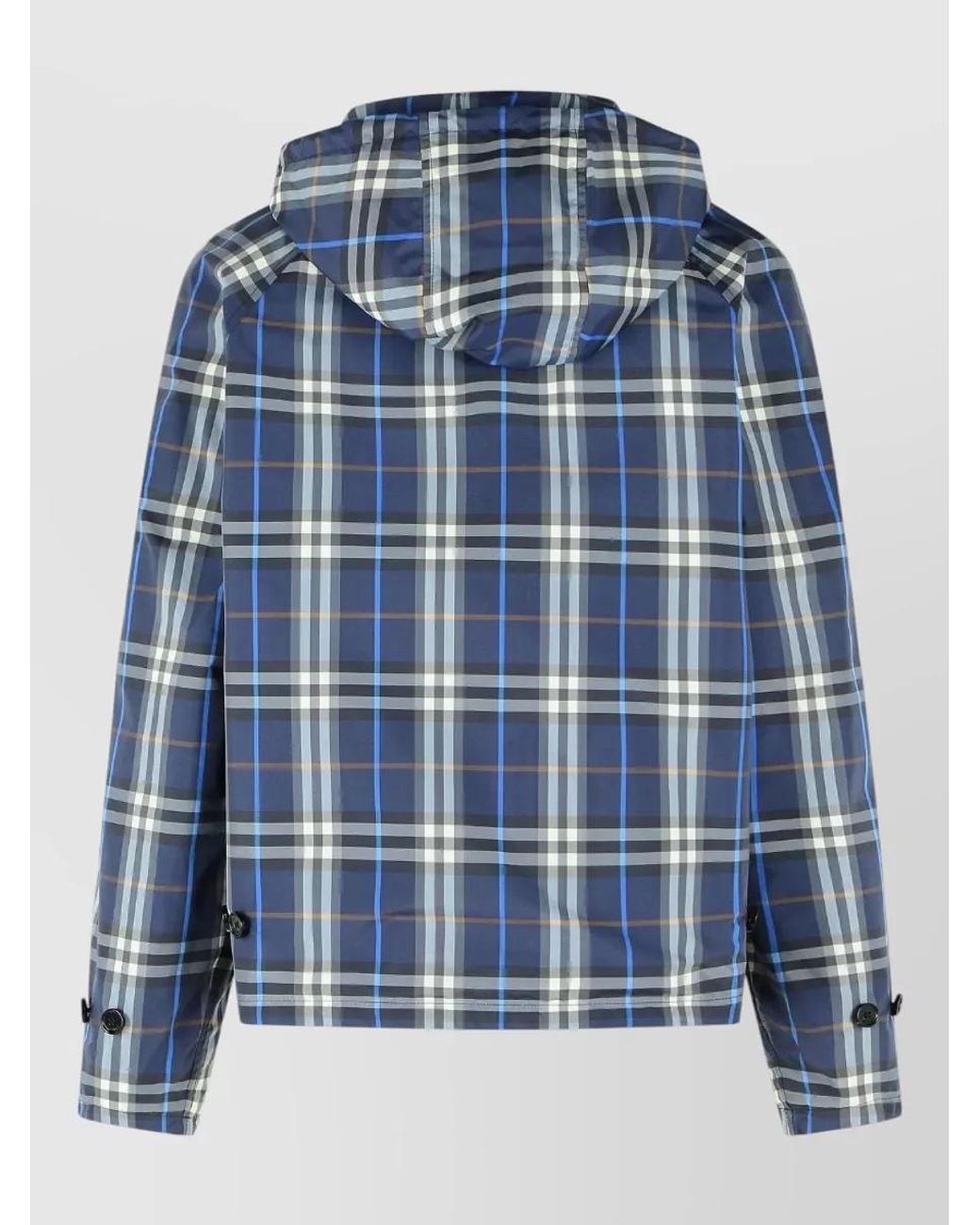 Burberry Blue Cotton Hooded Reversible Jacket for men