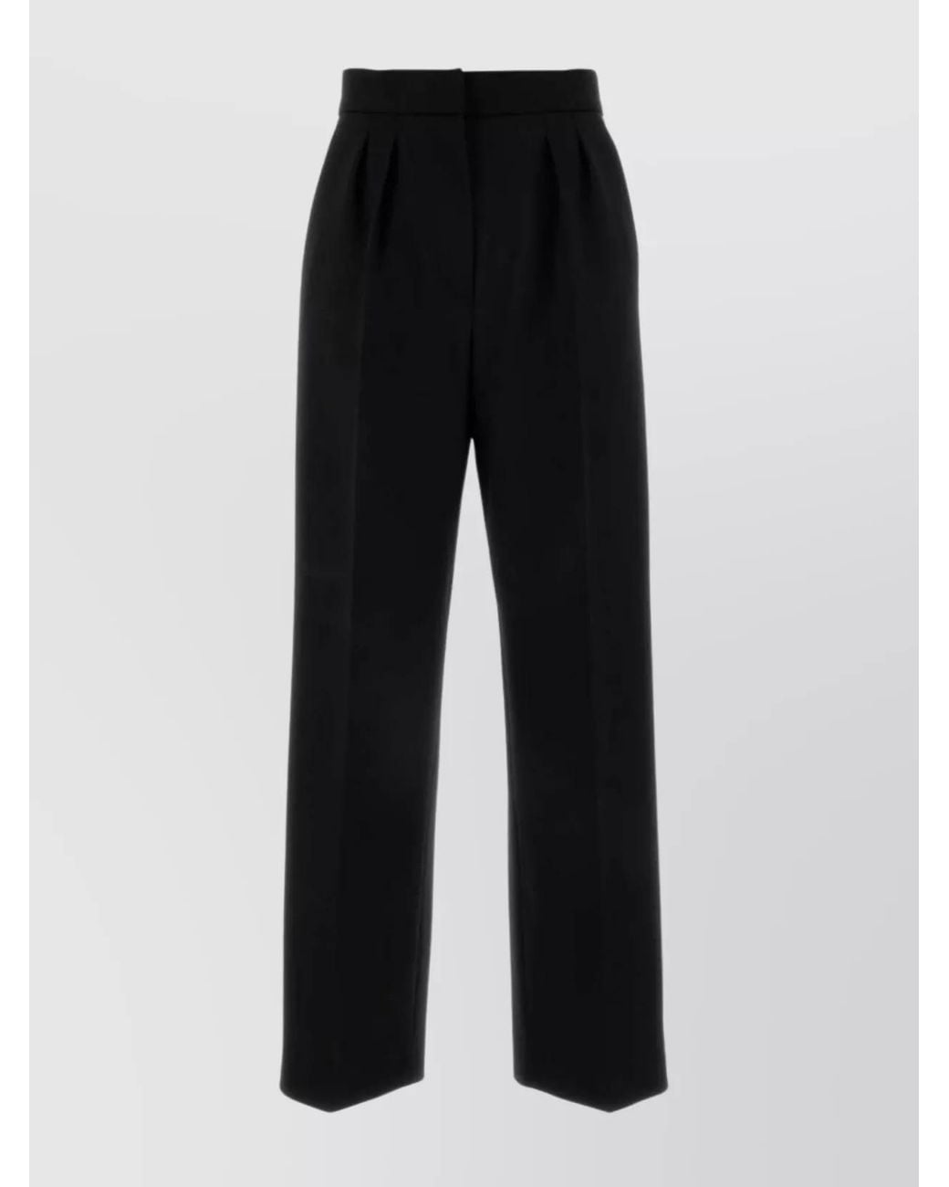 Max Mara Black High Waist Wide Leg Pleated Trousers