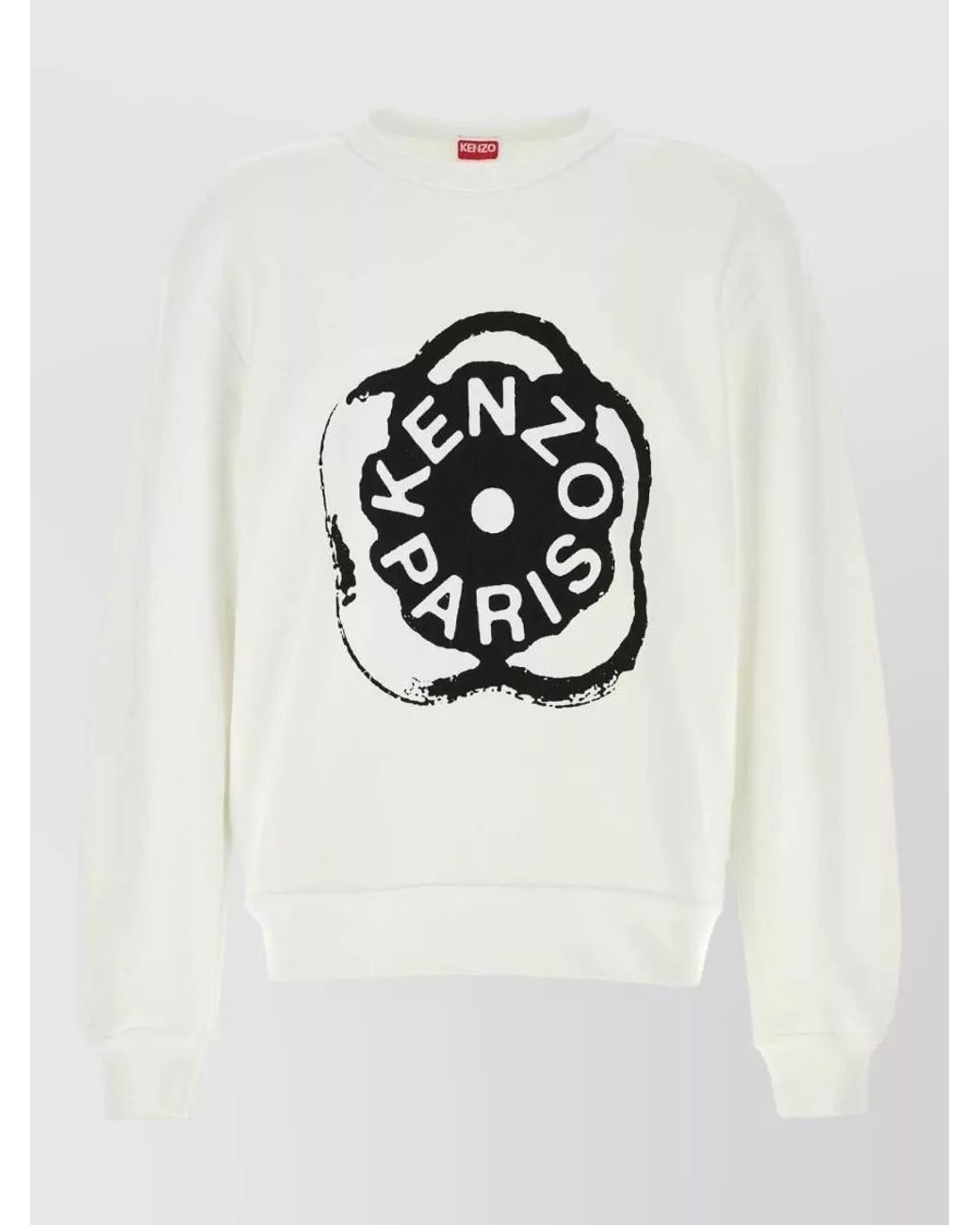 KENZO White Cotton Logo Print Crewneck Sweatshirt for men