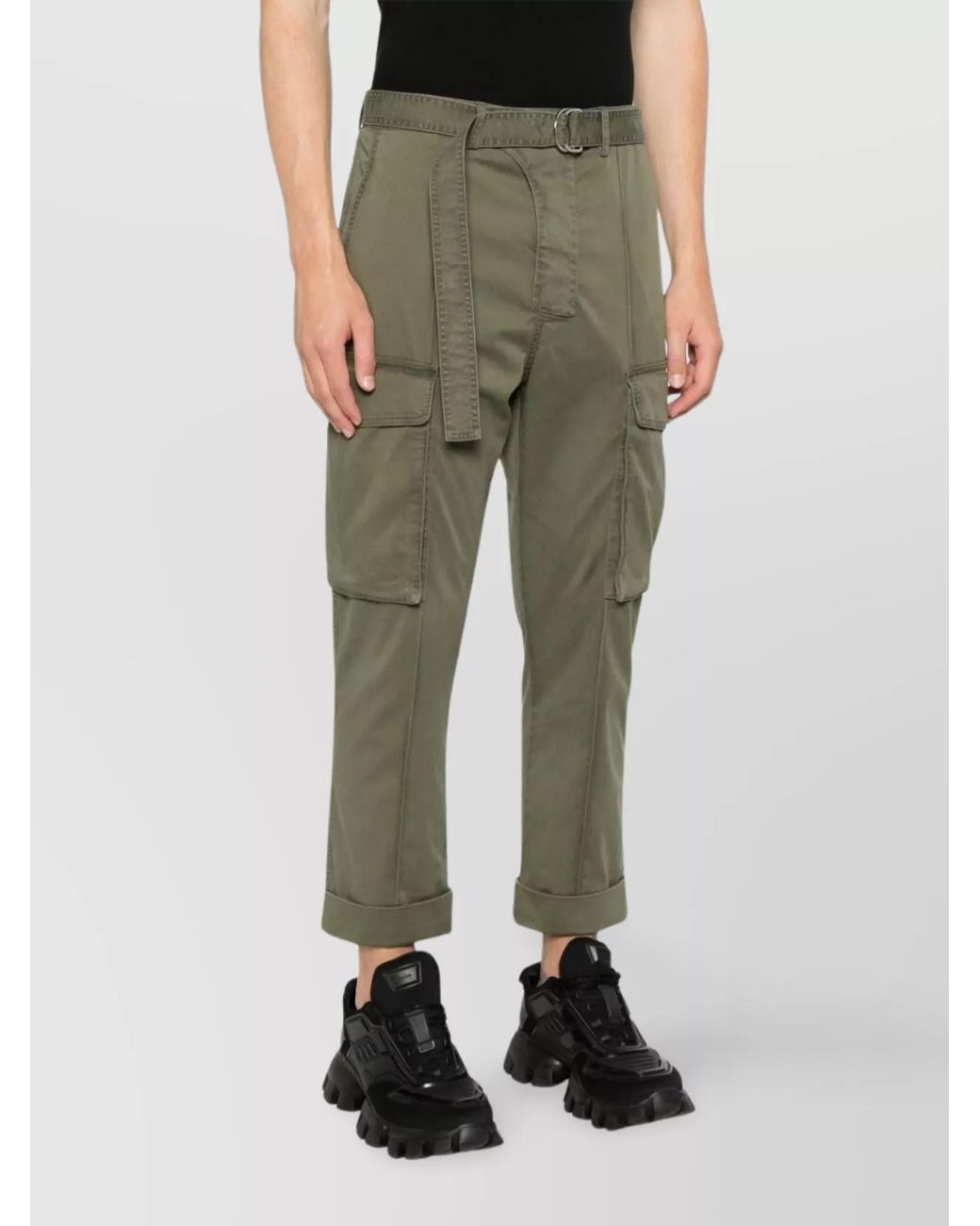 Balmain Green Straight-Leg Cropped Trousers for men