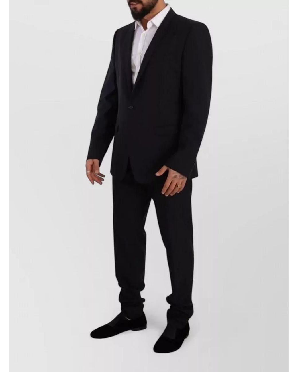 Dolce & Gabbana Black Wool Silk Single Breasted Suit for men