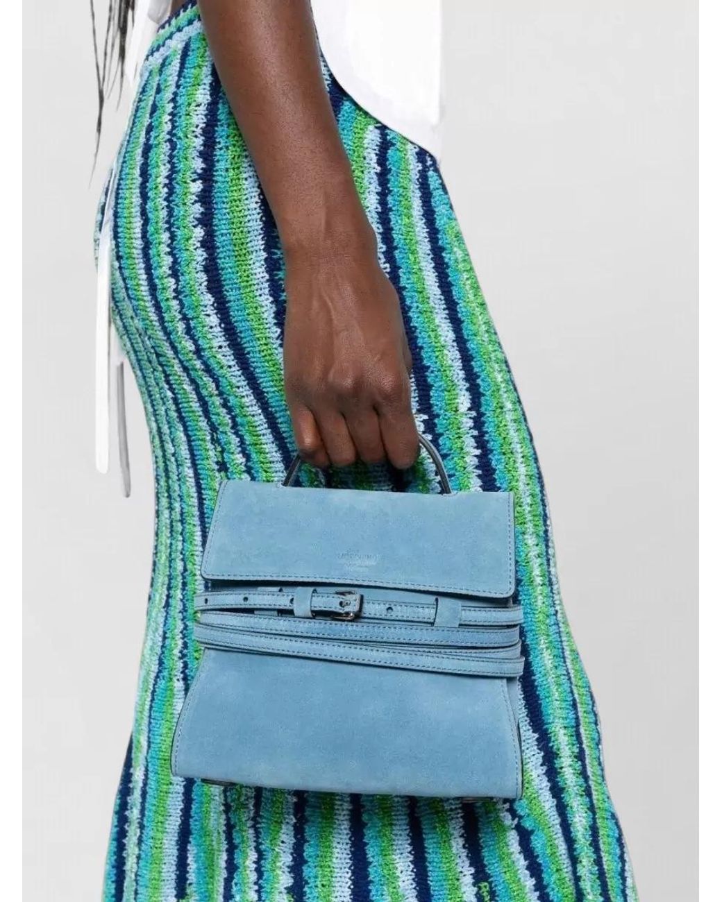 Moschino Blue Suede Leather Mini Bag